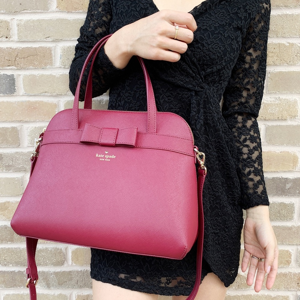 Kate spade large satchel burgundy bow SALE‼️ - Picture 4 of 8